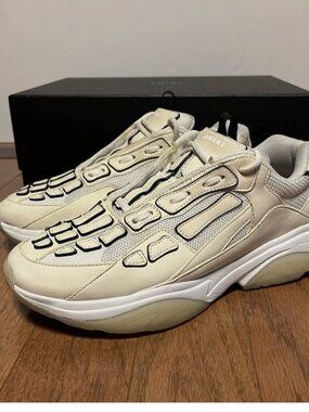 MENS AMIRI BONE RUNNER LOW-TOP SNEAKERS WHITE/BLACK EDGE SIZE US 11/EU 44